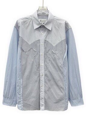 X30468 Maison Margiela light blue striped cotton lapel size 39 99 new